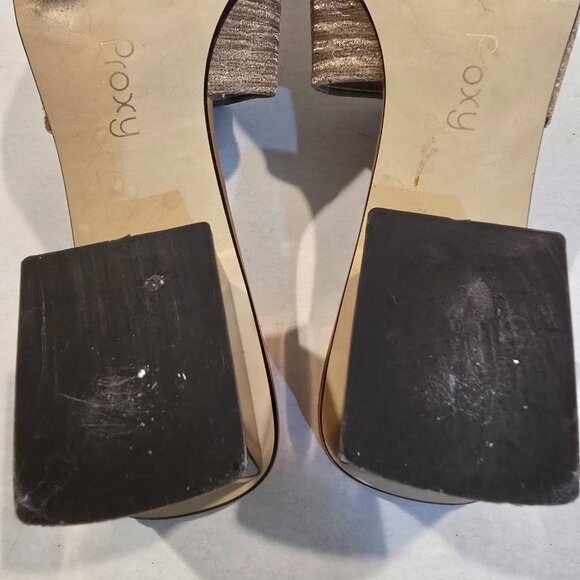 Gold Lame Slide Sandals Proxy Size 9 Made in Spain 2" heel - Picture 10 of 12